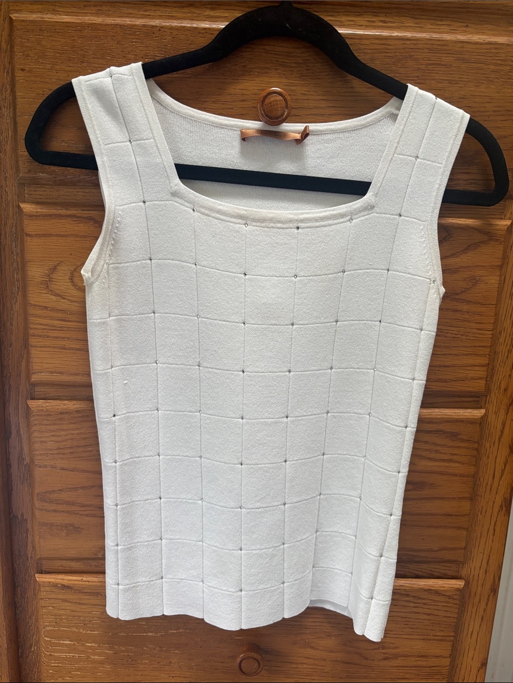 Belldini White Textured Square-Neck Tank Top